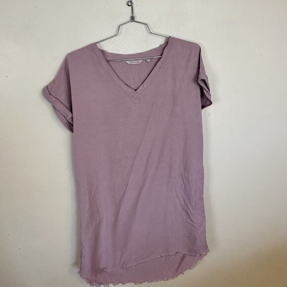Soft Surroundings Pink Womens Shirt Dress Knee Length Large Linen Pockets - Picture 1 of 11